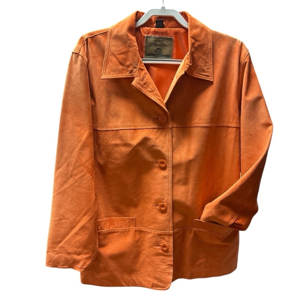 Vintage Suede Leather tangerine Orange Jacket by St. John's Bay, Womens Large